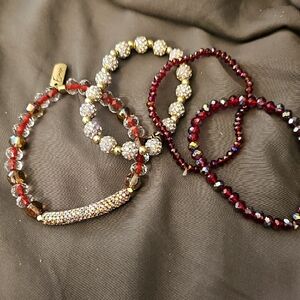 Erimish Gold and Red Beaded Bracelet Set